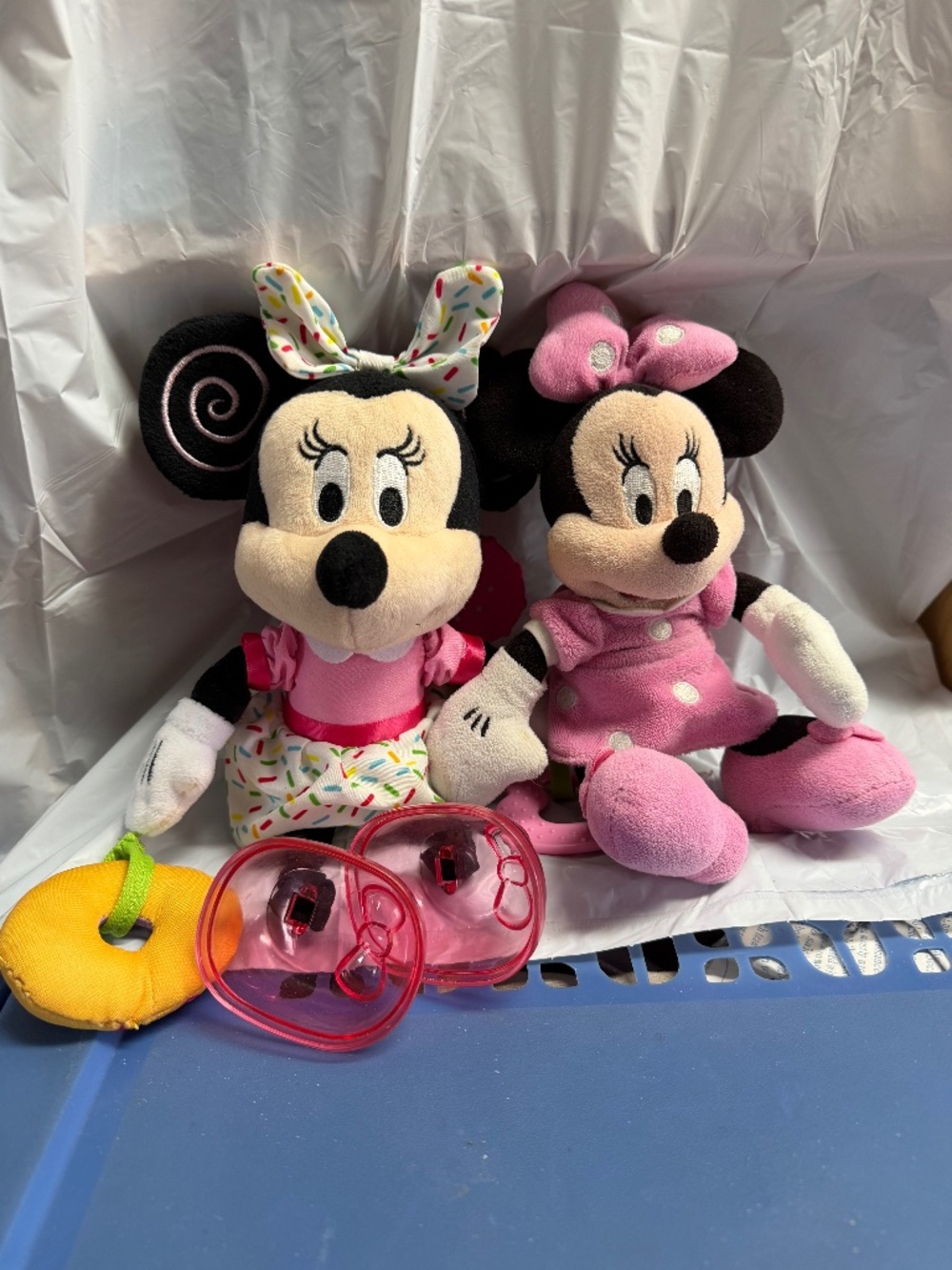 Disney Baby Minnie Mouse Plush Lot Musical Crib Toy Rattle Pink Stuffed